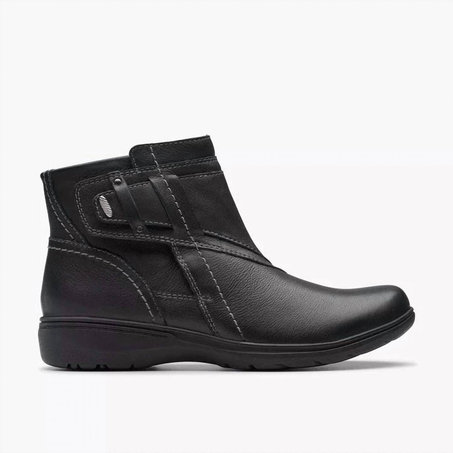 New Clarks Women's Carleigh Style Leather Ankle Boots In Black